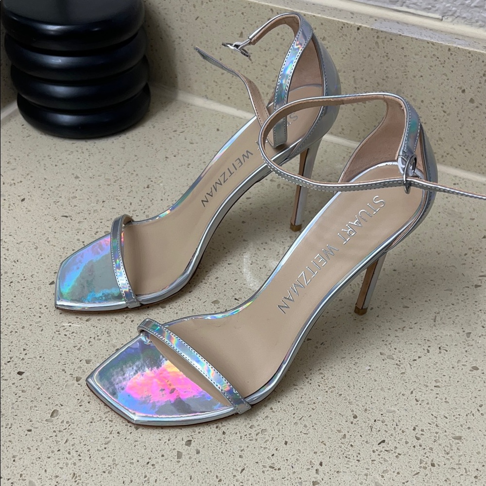 Stuart Weitzman Iridescent Silver Heels